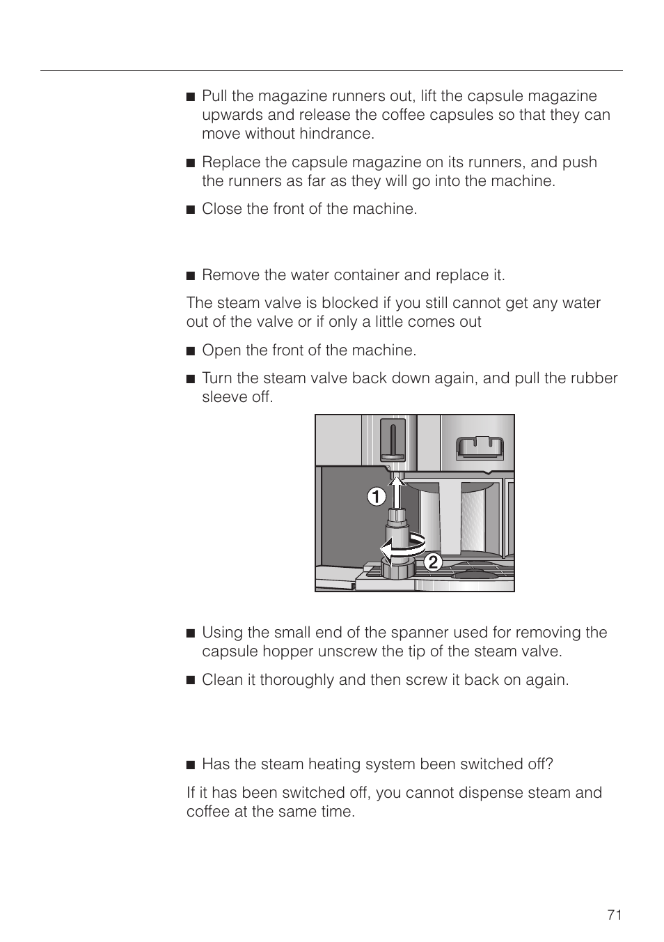 Problem solving guide | Miele CVA 2660 User Manual | Page 71 / 88