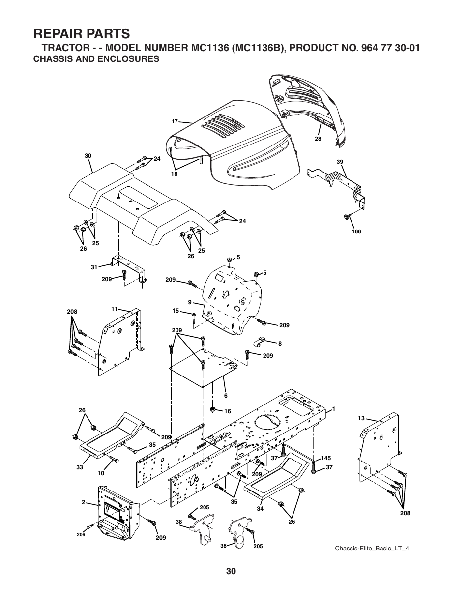 Repair parts, Chassis and enclosures | McCulloch MC1136B User Manual