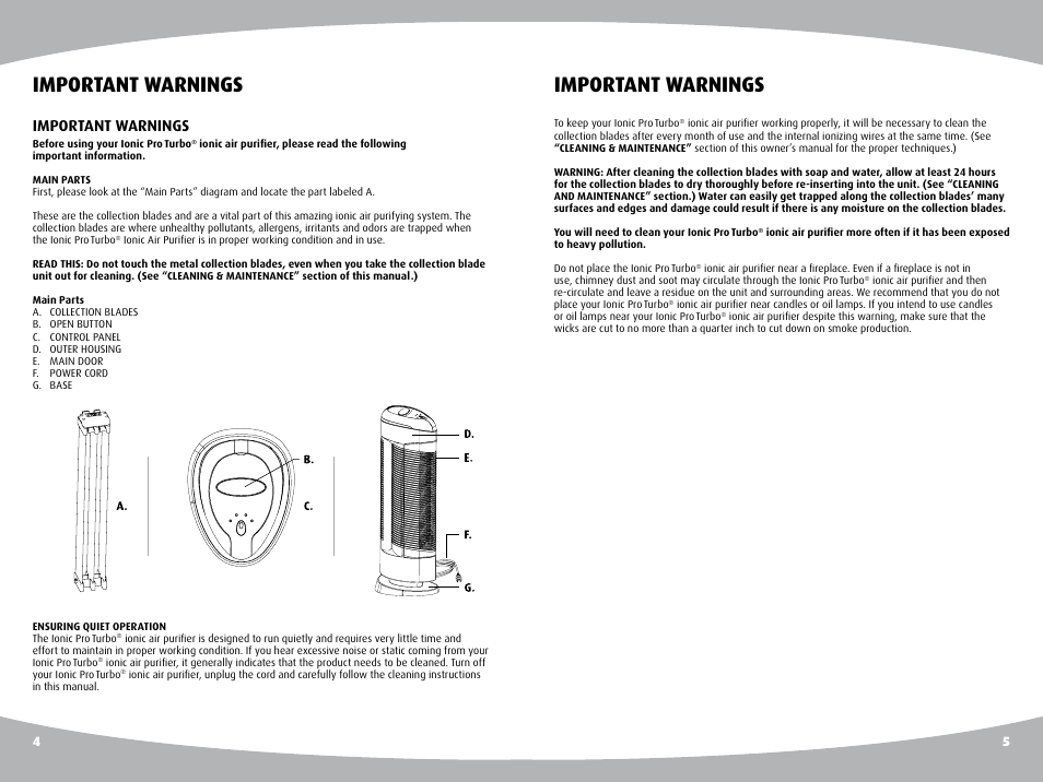 Important warnings | Ionic Pro TURBO User Manual | Page 4 / 11