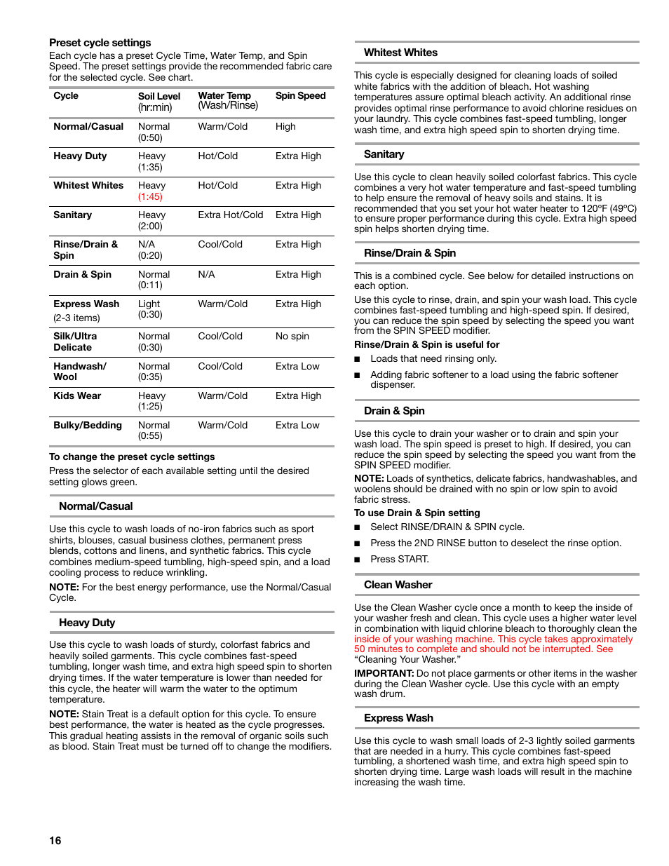 Kenmore ELITE HE5T User Manual | Page 16 / 80