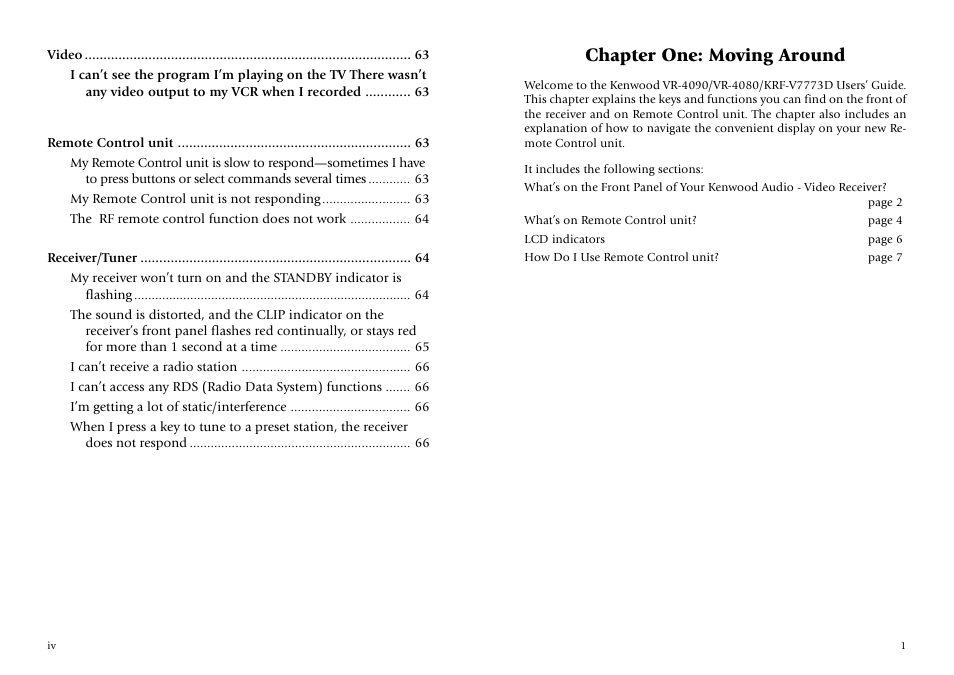 Chapter one: moving around | Kenwood KRF-V7773D User Manual | Page 4 / 40