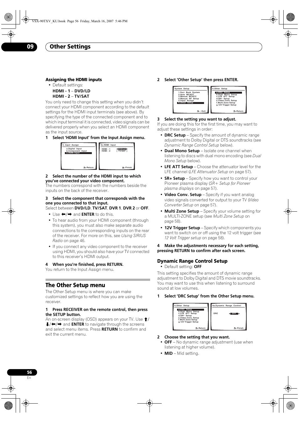 The other setup menu, Dynamic range control setup, Other settings 09