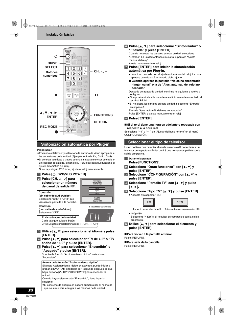 L 80), Sintonización automática por plug-in, Seleccionar el tipo de