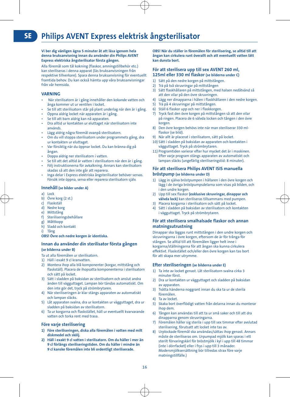 Philips Avent Electric Steam Sterilizer User Manual | Peatix