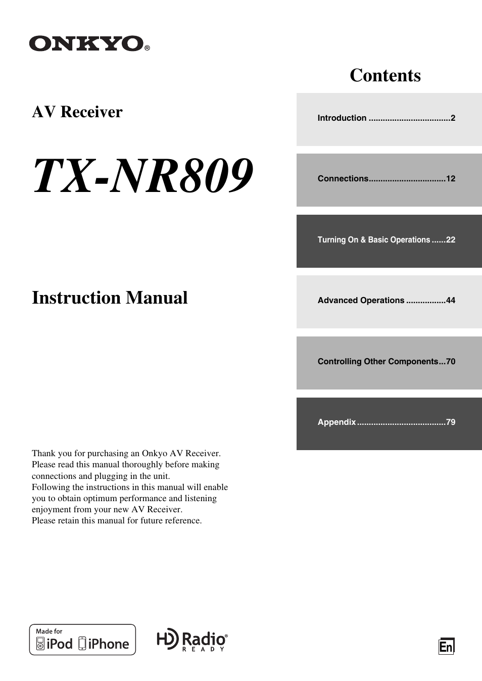 Onkyo Tx Nr809 Manual