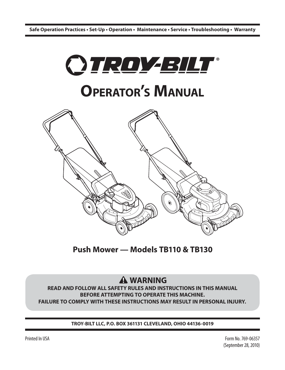 Troy-Bilt TB130 User Manual | 40 pages