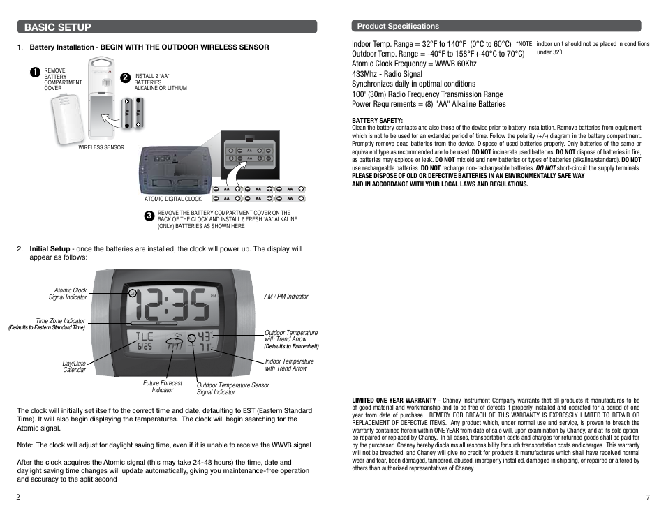 Basic setup | AcuRite 75329T Clock User Manual | Page 2 / 4