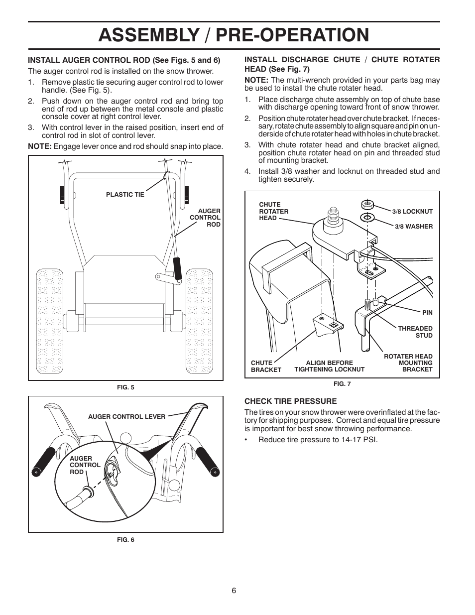 Assembly / pre-operation | Poulan Pro 961980056 SNOW THROWER User