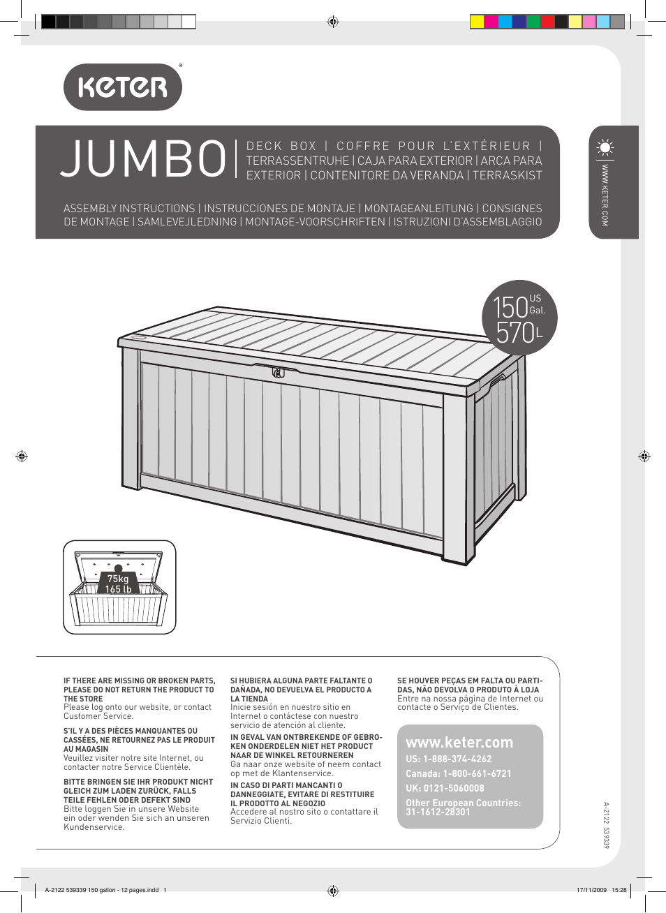 Keter Jumbo Deck Box User Manual | 12 pages