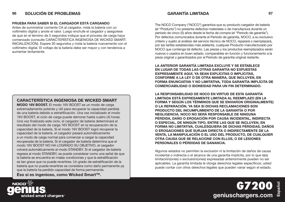 G7200 | NOCO Genius G7200 User Manual | Page 50 / 52