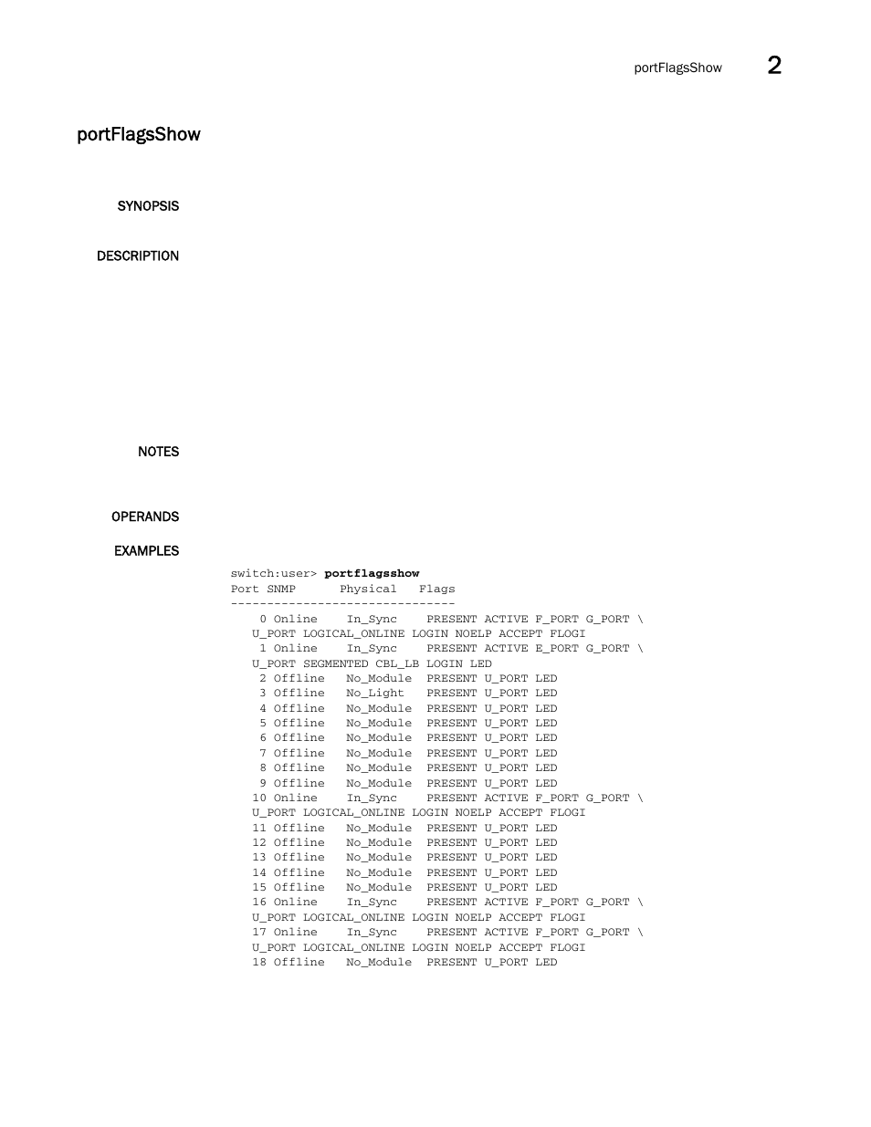 Portflagsshow Brocade Fabric OS Command Reference (Supporting Fabric