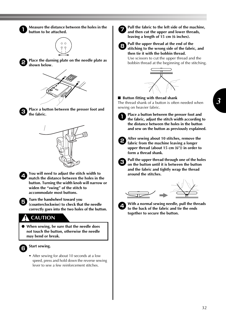 Caution | Brother LS2350 User Manual | Page 33 / 96