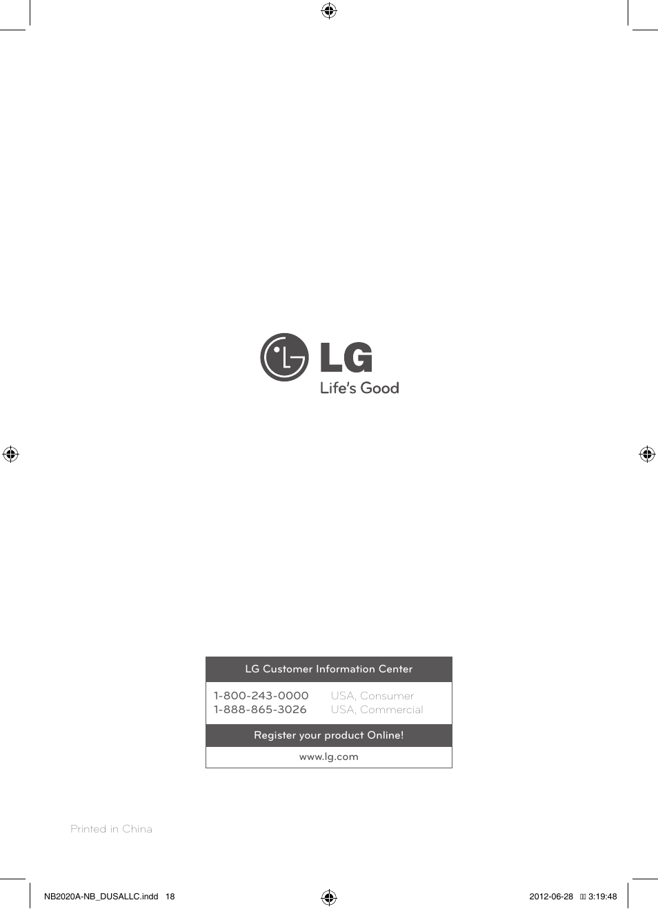 LG NB2022A User Manual | Page 18 / 18