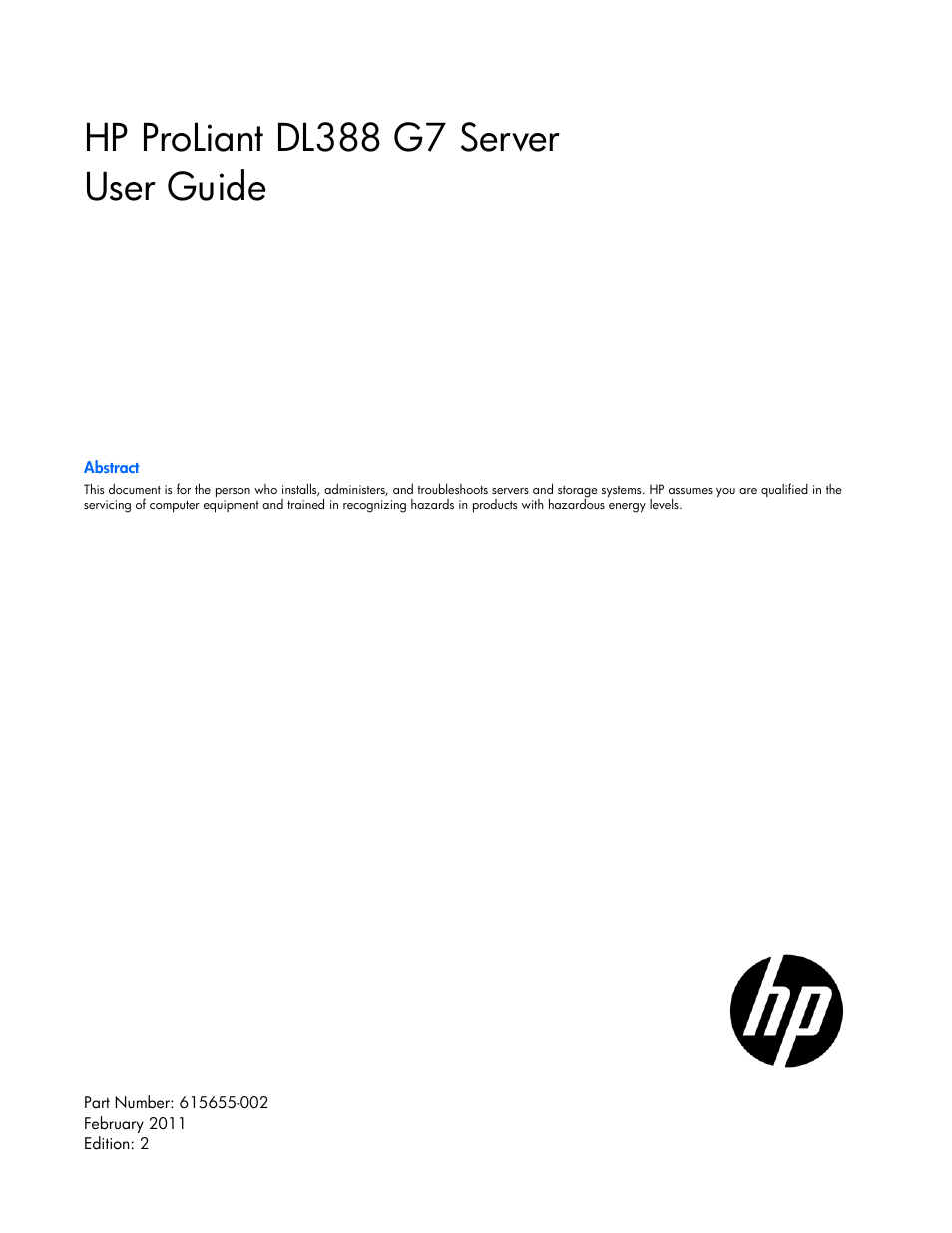 Hp Proliant Dl380 G7 Server User Manual