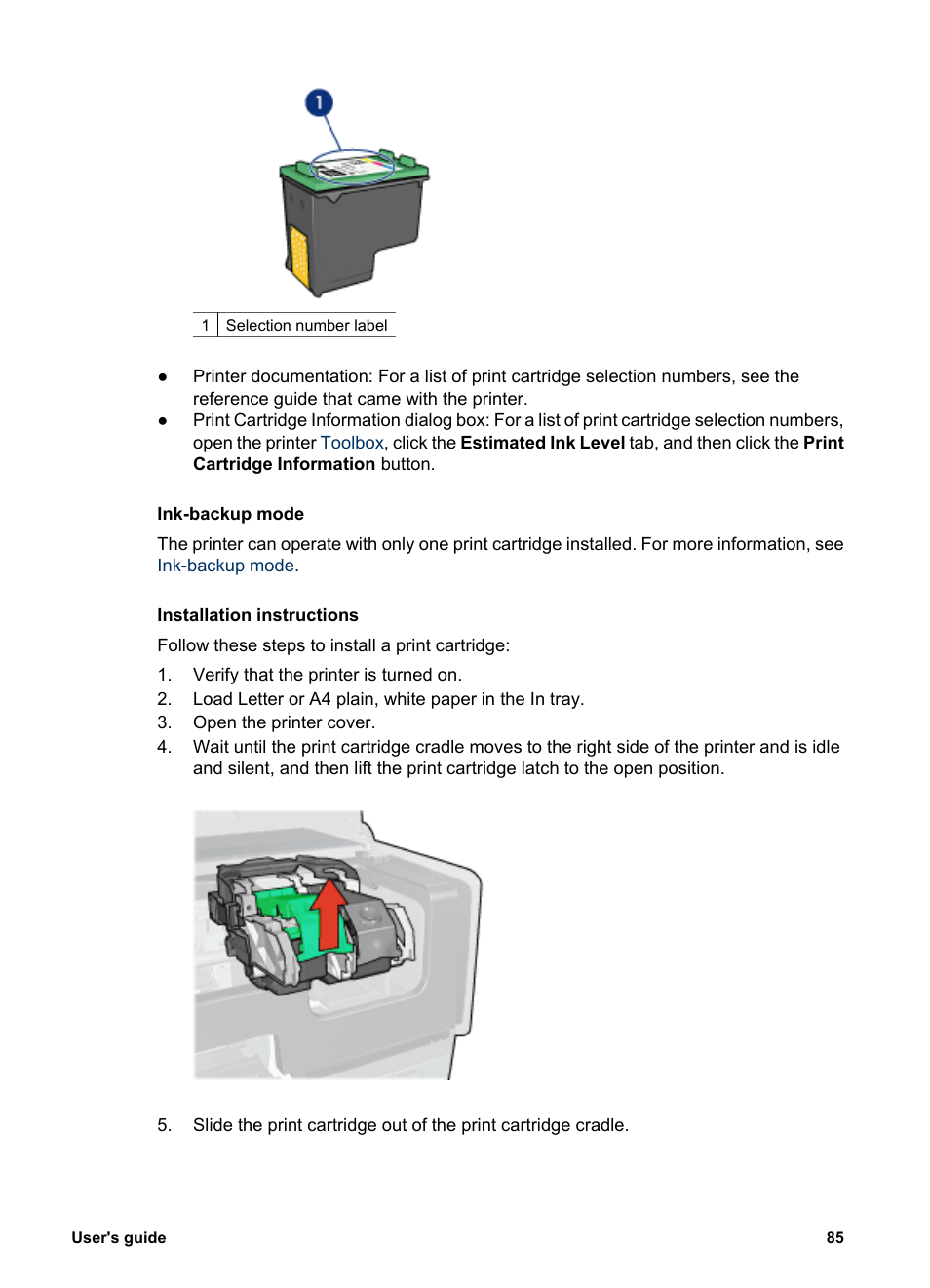 Print cartridge installation, Then, Install | HP Deskjet 6940 User