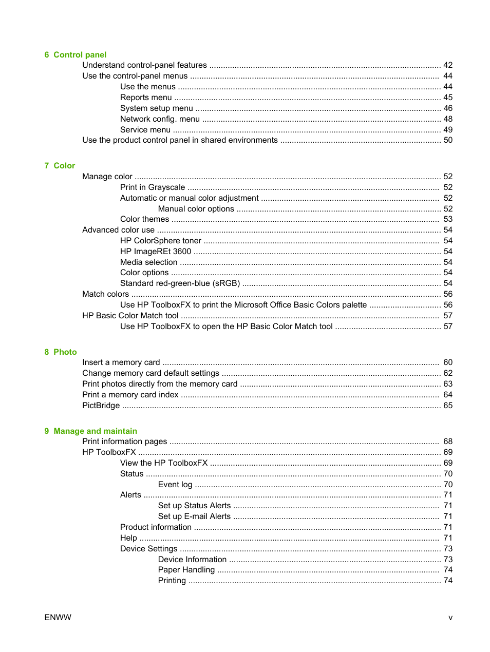 HP Color LaserJet CP1515n Printer User Manual | Page 7 / 168