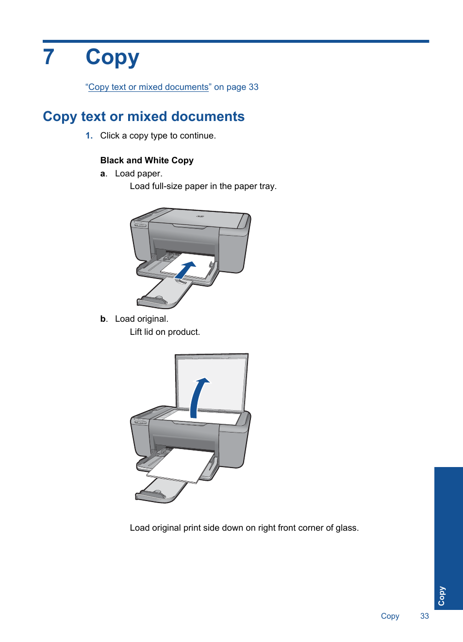 Copy, Copy text or mixed documents, 7 copy | HP Deskjet F4580 All-in