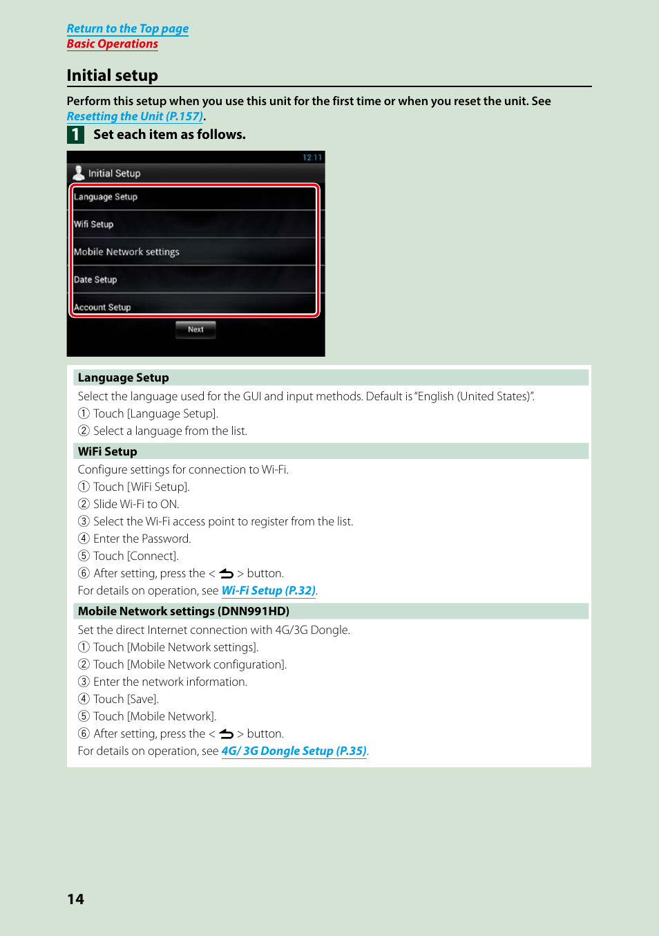 Initial setup | Kenwood DNN991HD User Manual | Page 15 / 178