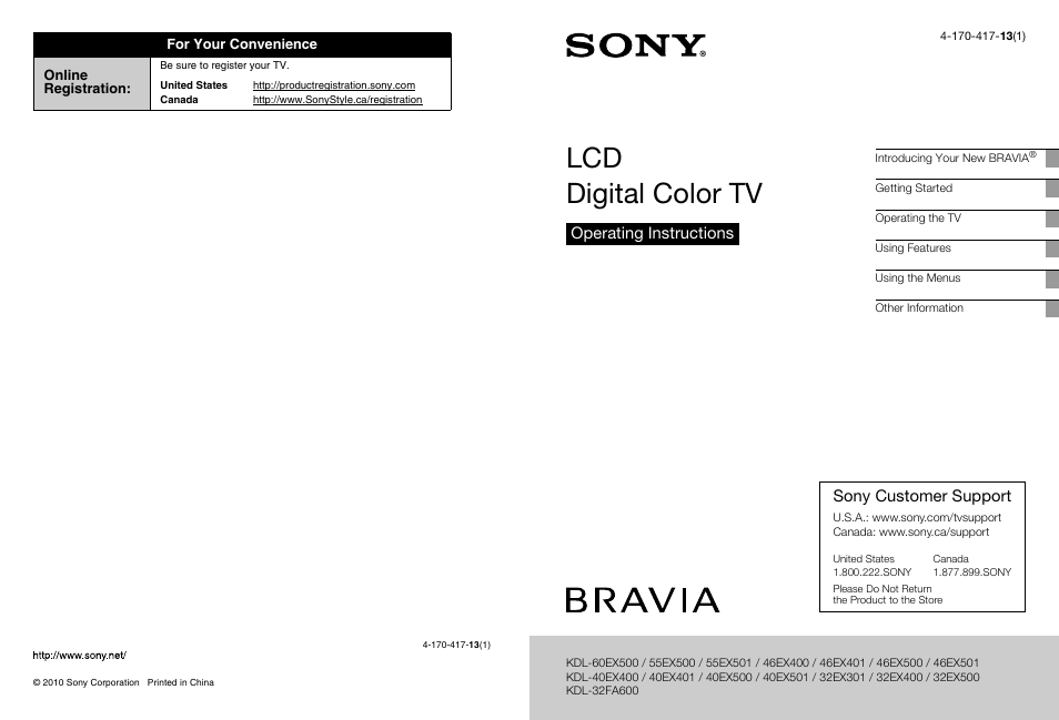 Sony bravia kdl-32p3000 user manual free