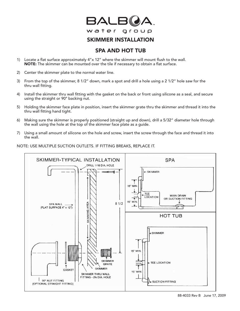 Balboa Water Group Skimmer Spa And Hot Tubs User Manual 1