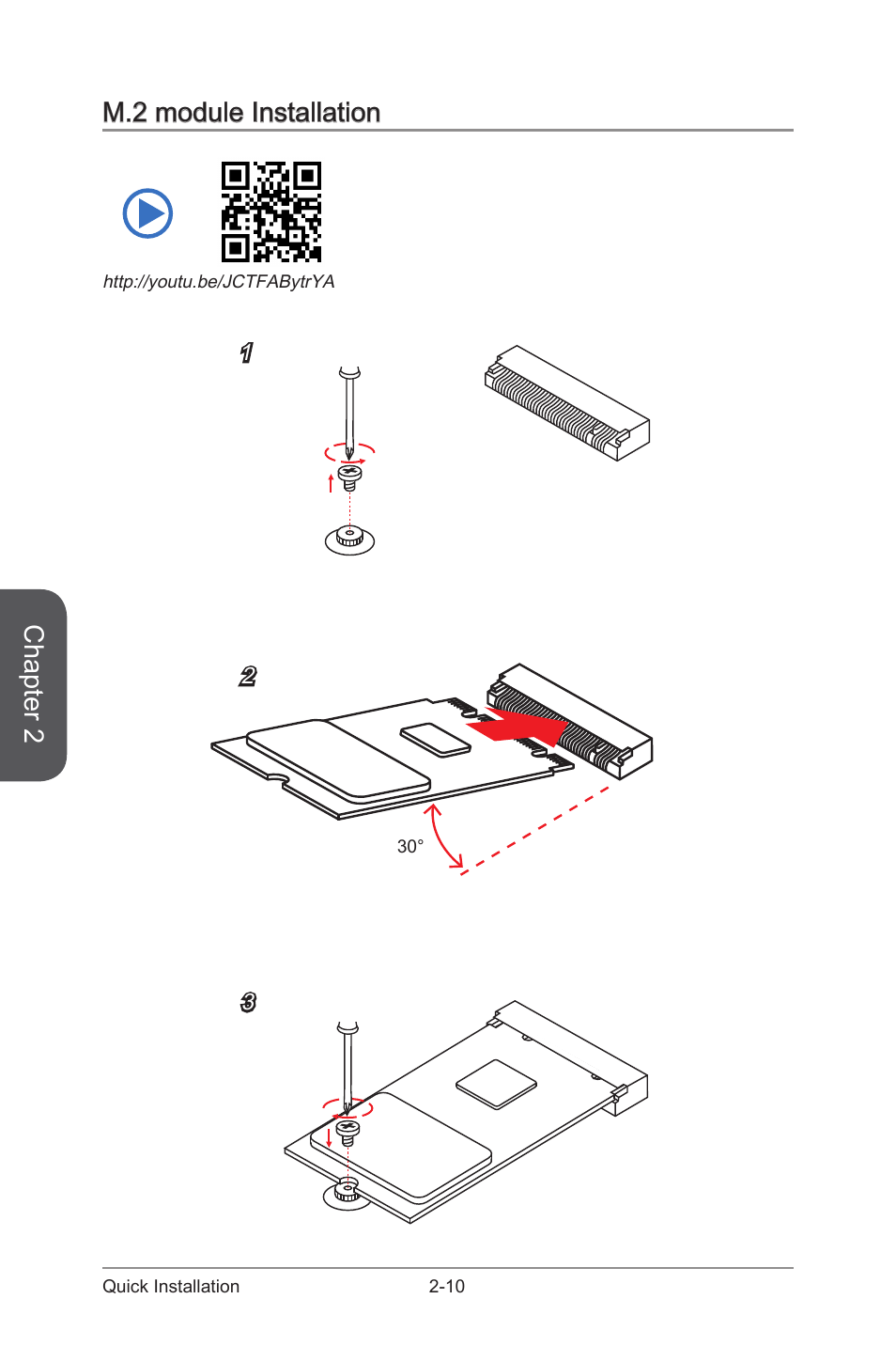 M.2 module installation, M.2 module installation -10, Chapter 2 | MSI