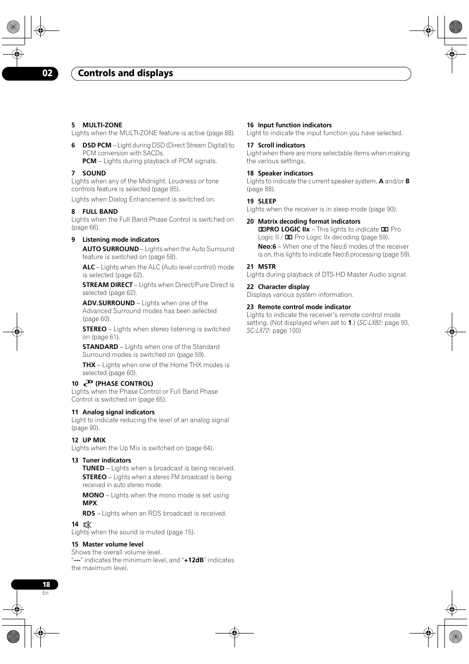 Controls and displays 02 | Pioneer SC-LX82 User Manual | Page 18 / 148