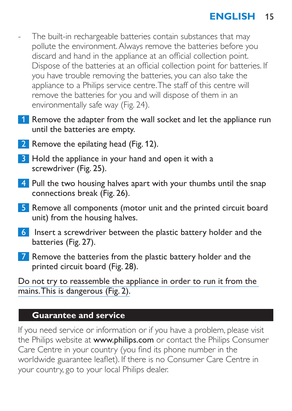 Guarantee and service | Philips Satinelle Ice Premium Depiladora User  Manual | Page 15 / 120 | Original mode