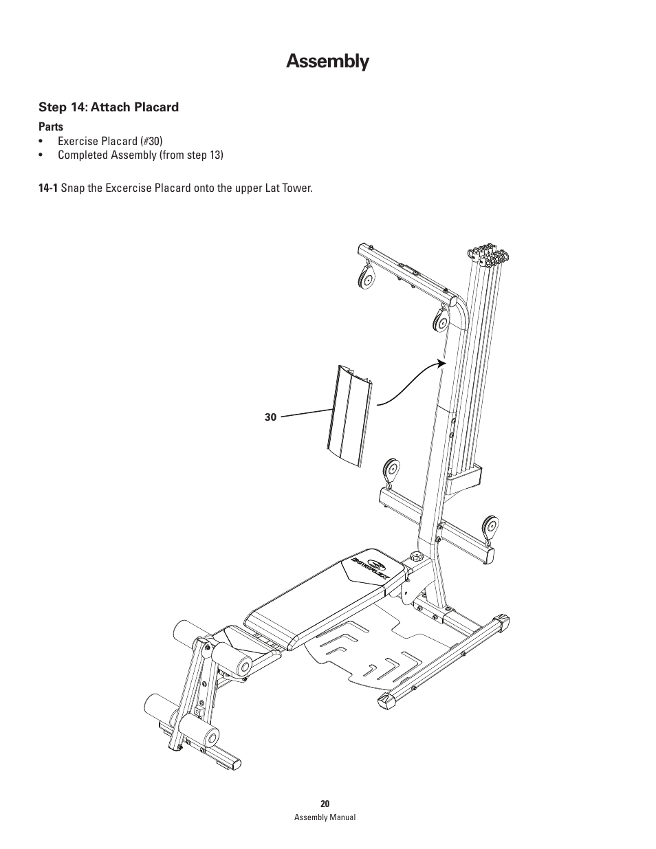 Assembly | Bowflex PR1000 User Manual | Page 20 / 28