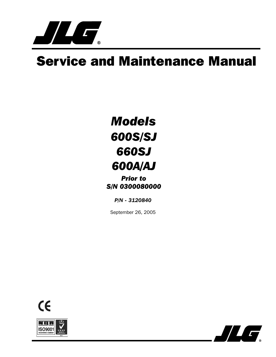 JLG 660SJ Service Manual User Manual | 272 pages | Also for: 600S_SJ