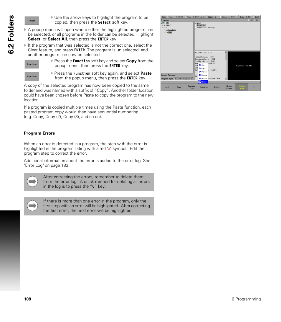 Program errors, 2 f o lders | ACU-RITE MILLPWRG2 User Manual | Page 126