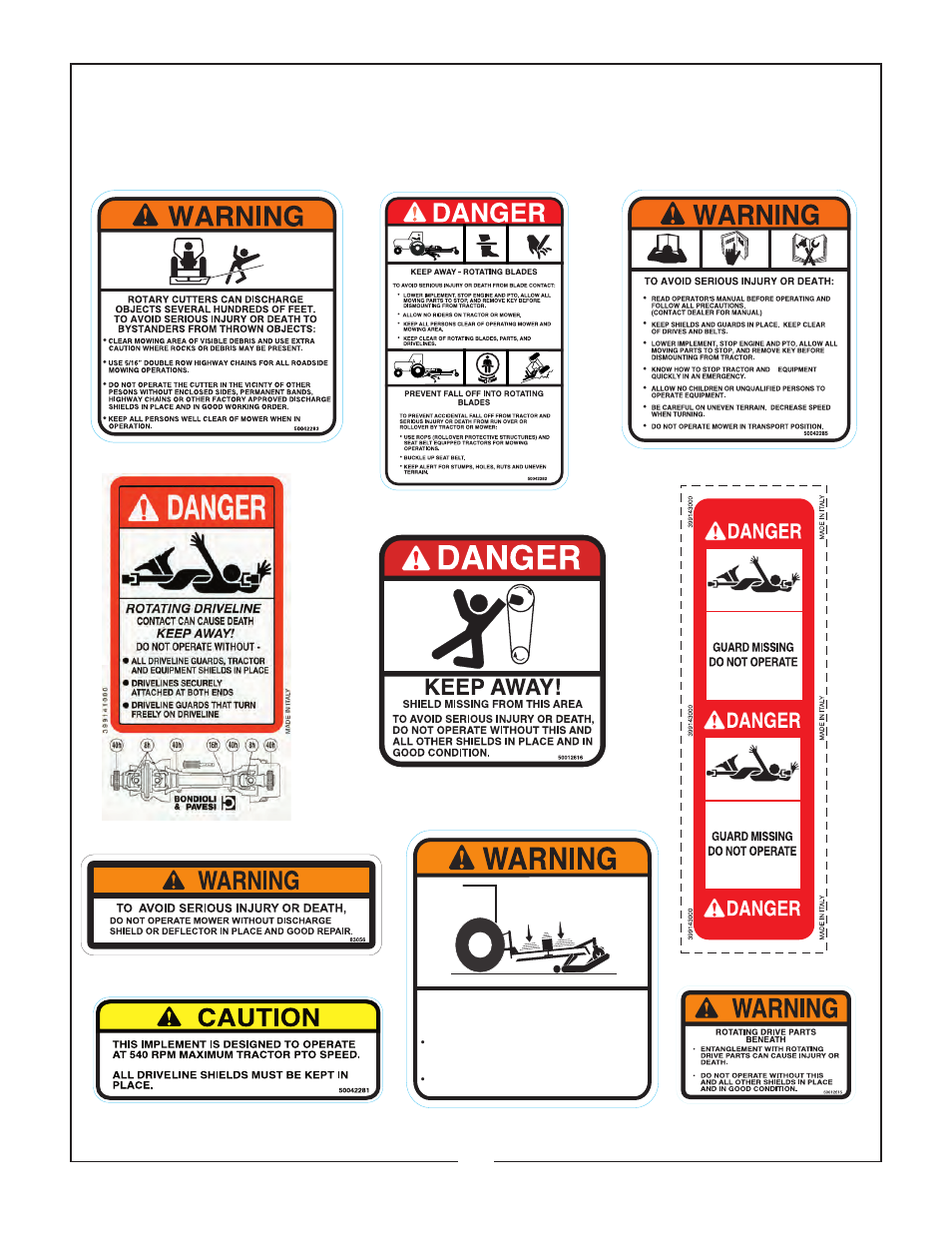 Safety decals | Bush Hog RDTH60 User Manual | Page 18 / 20