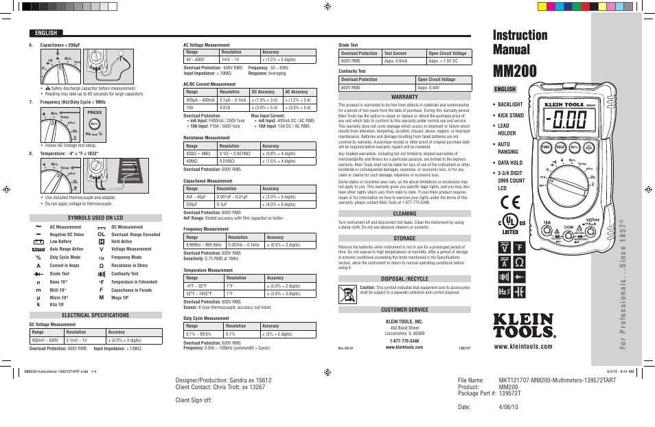 Klein Tools MM200 User Manual | 6 pages