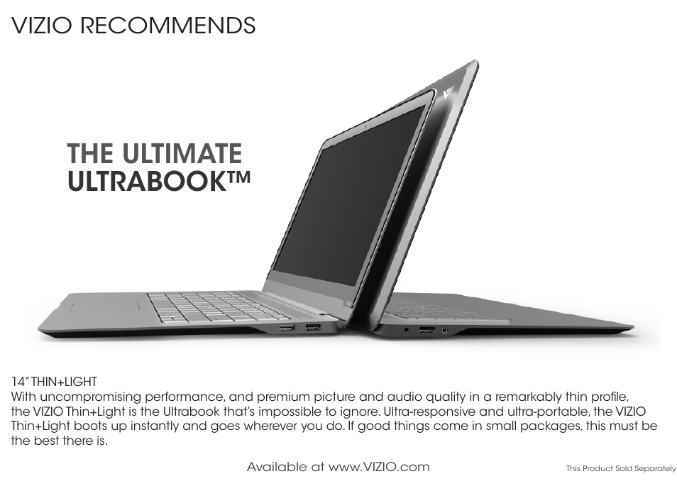 The ultimate ultrabook, Vizio recommends | Vizio S3851w-D4 - Quickstart
