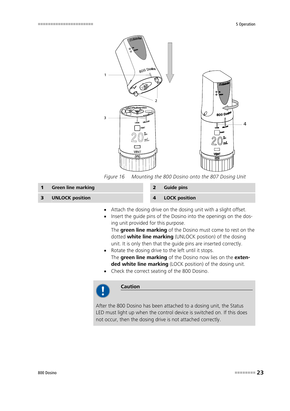 Figure 16, Mounting the 800 dosino onto the 807 dosing unit | Metrohm