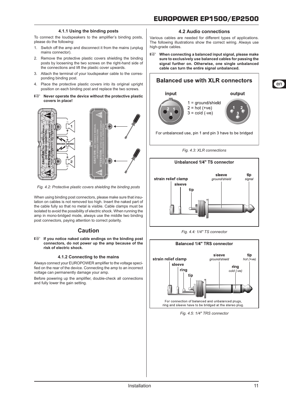 Behringer Ep2500 Power Amp User Manual