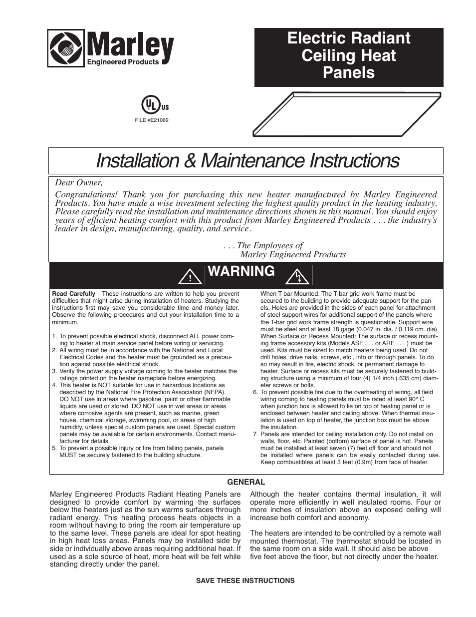 Qmark Cp Radiant Ceiling Panels User Manual 12 Pages