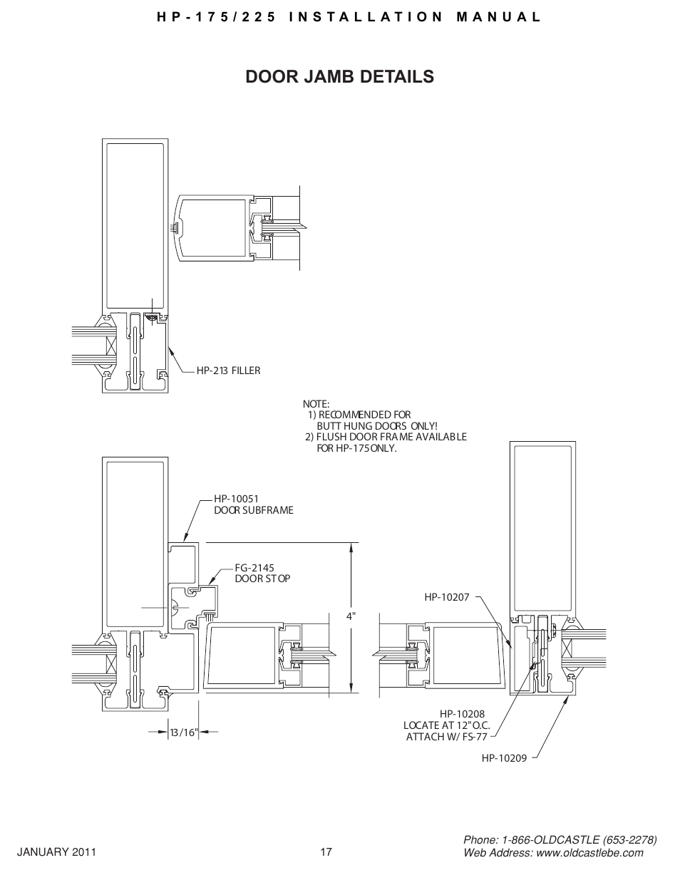 Hp-175-225 17, Door Jamb Details 