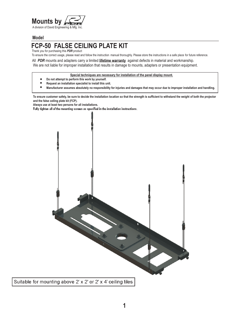 Pdr Mounts Fcp50 User Manual 7 Pages