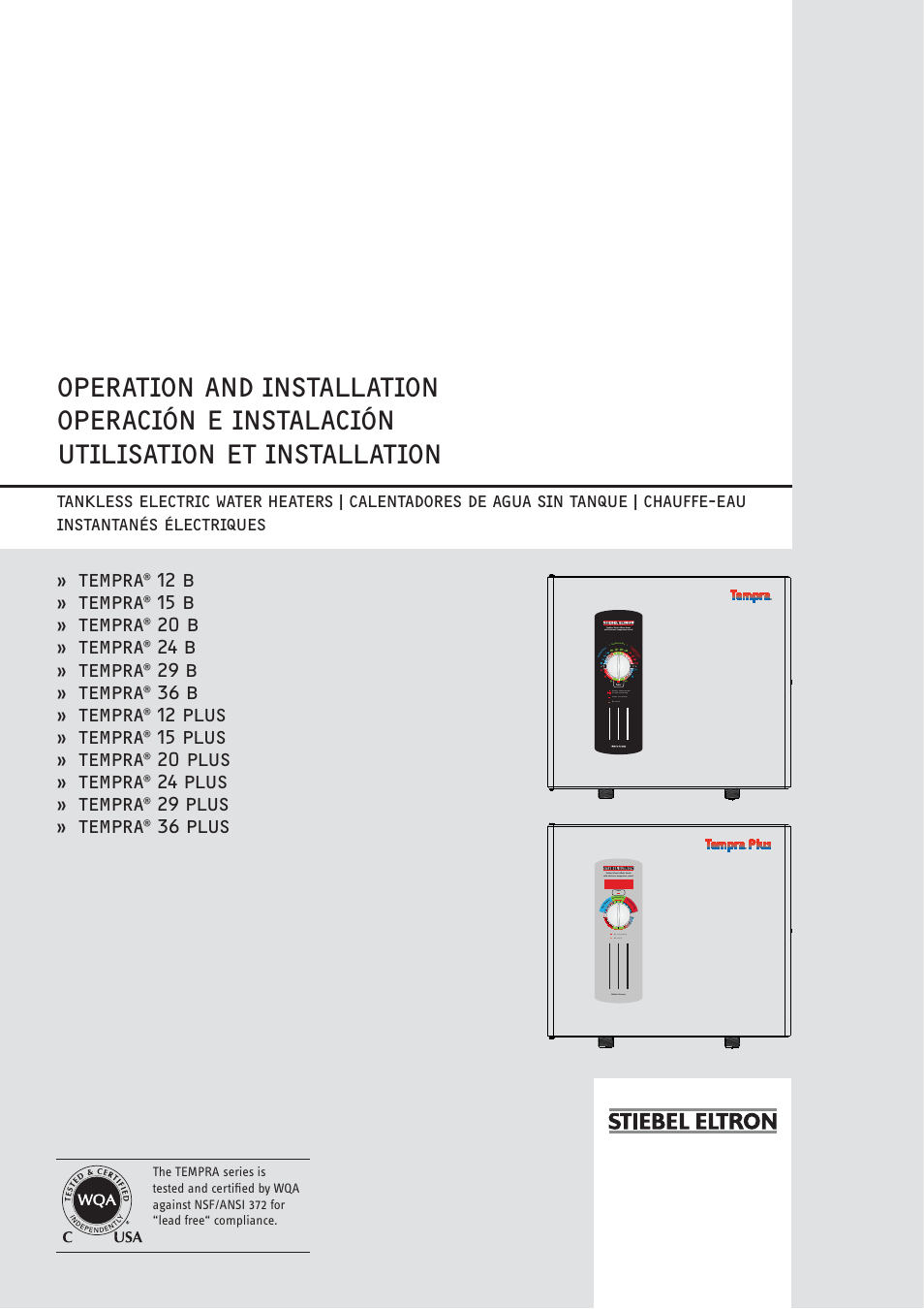 STIEBEL ELTRON TEMPRA 12 B User Manual | 32 pages | Also for: TEMPRA 15