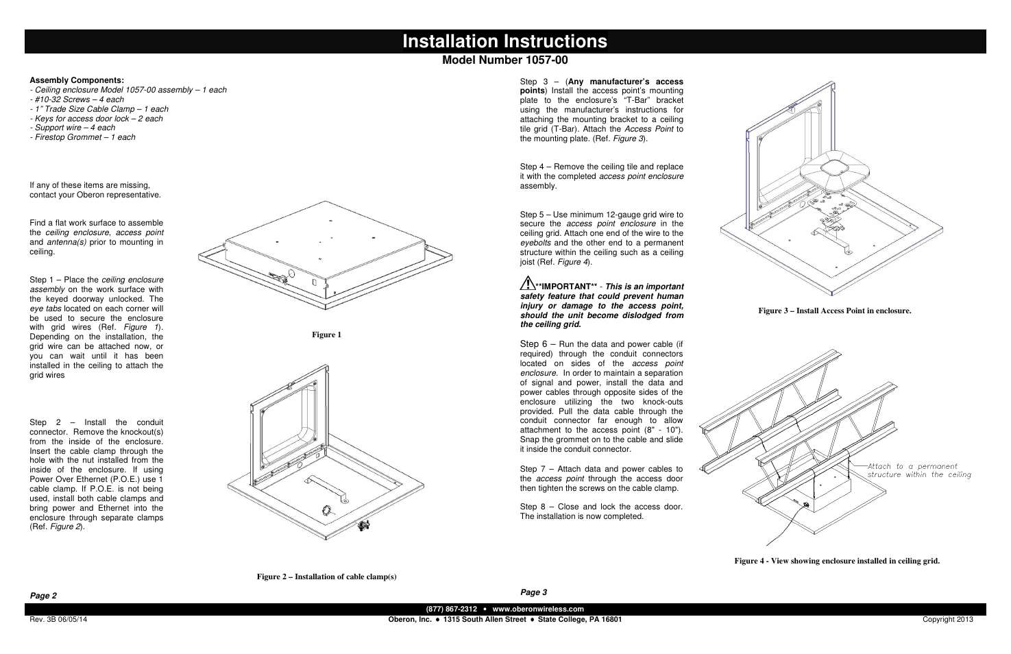 Oberon 1057 00 User Manual 2 Pages