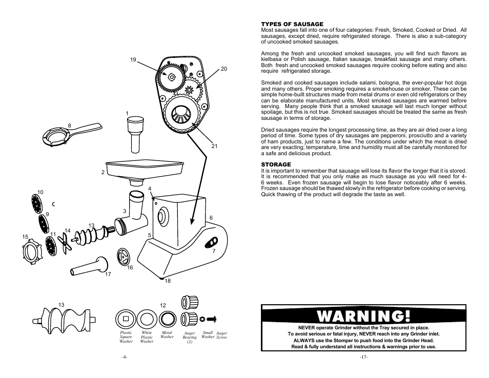 Warning | Cabela's Heavy Duty Meat Grinder 33-0101-C User Manual | Page