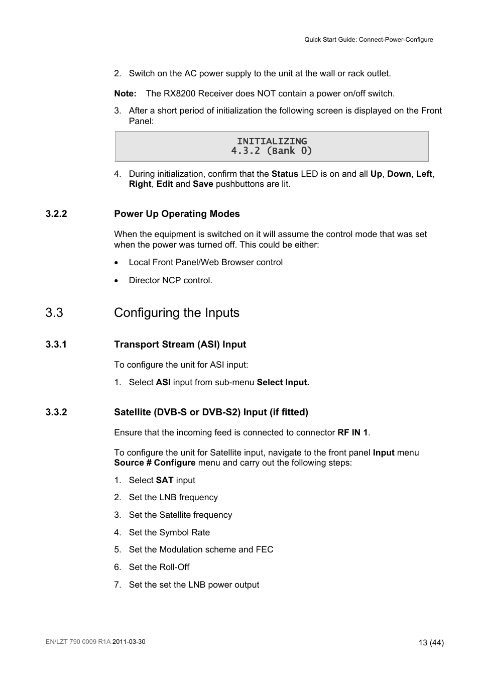 3 configuring the inputs, Configuring the inputs | Ericsson Advanced