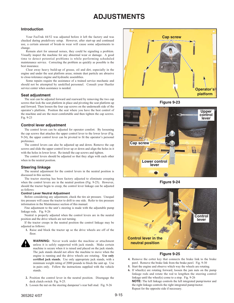 Adjustments | Hustler Turf Lawn Mower User Manual | Page 91 / 99