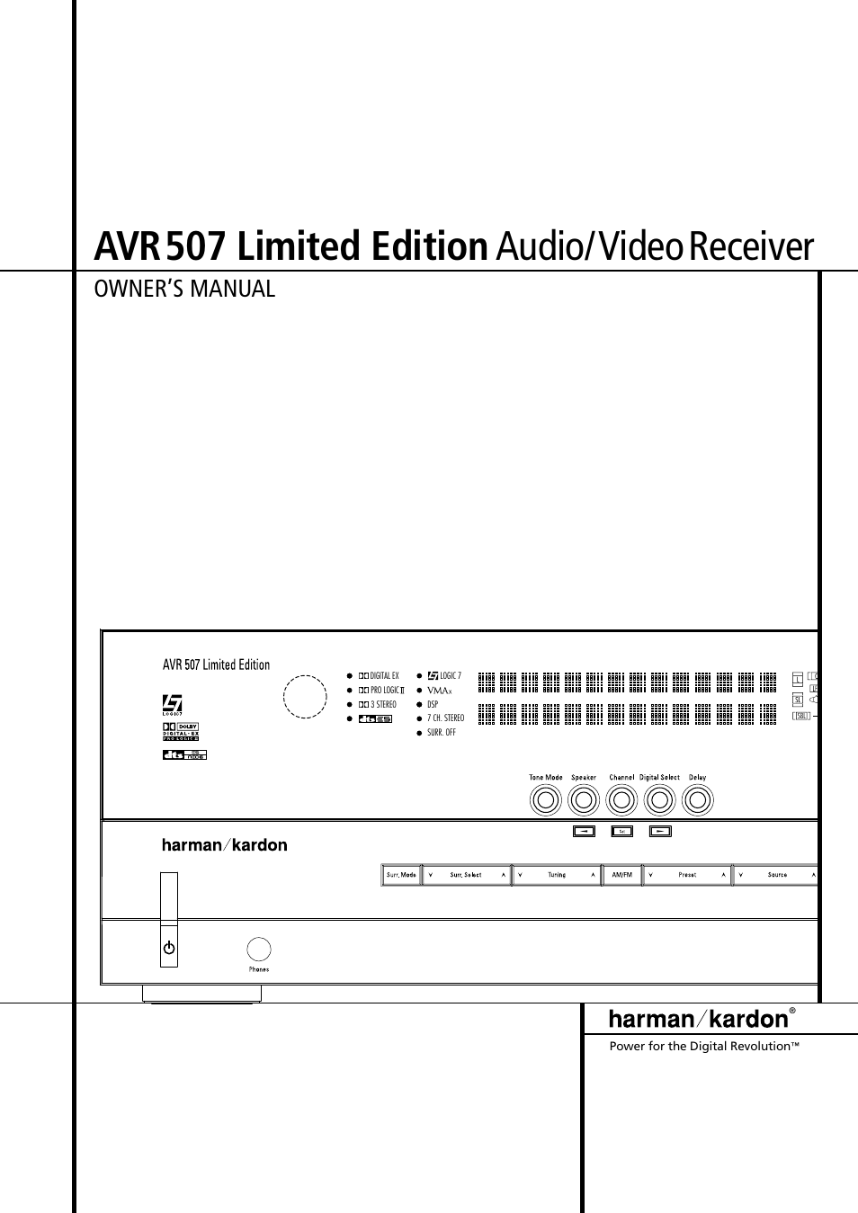 Harman-Kardon AVR507 User Manual | 48 pages