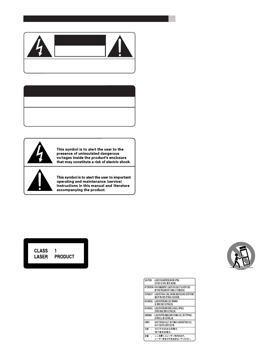 Caution, Risk of electric shock do not open | ROTEL RCD961 User Manual ...