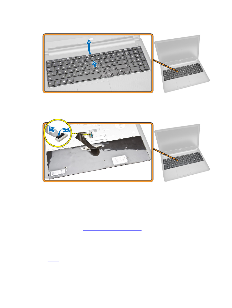 Installing the keyboard, Removing the base cover | Dell Vostro 15 3558 User  Manual | Page 15 / 50
