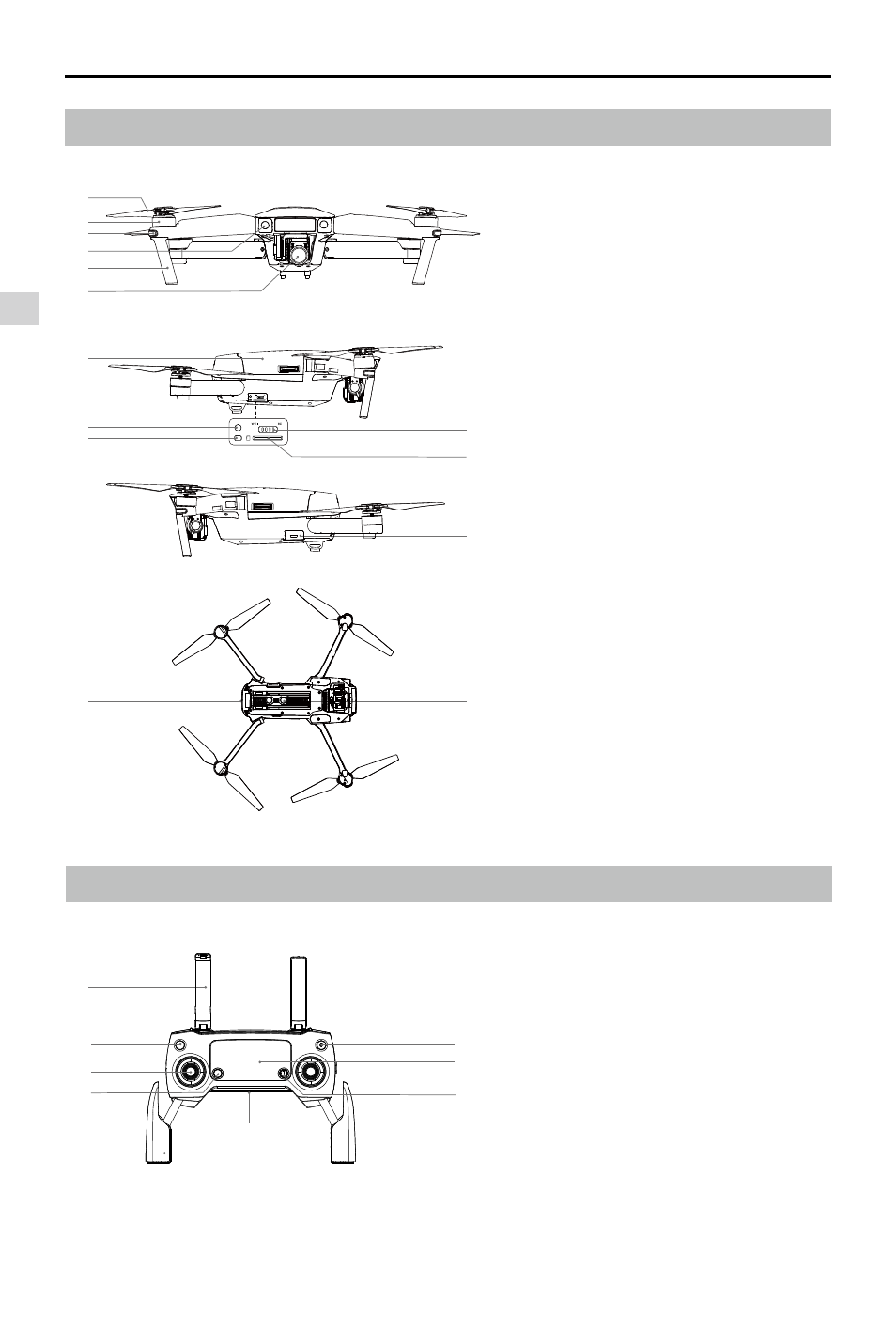 Aircraft diagram, Remote controller diagram, Aircraft diagram remote  controller diagram | DJI Mavic Pro User Manual | Page 8 / 60