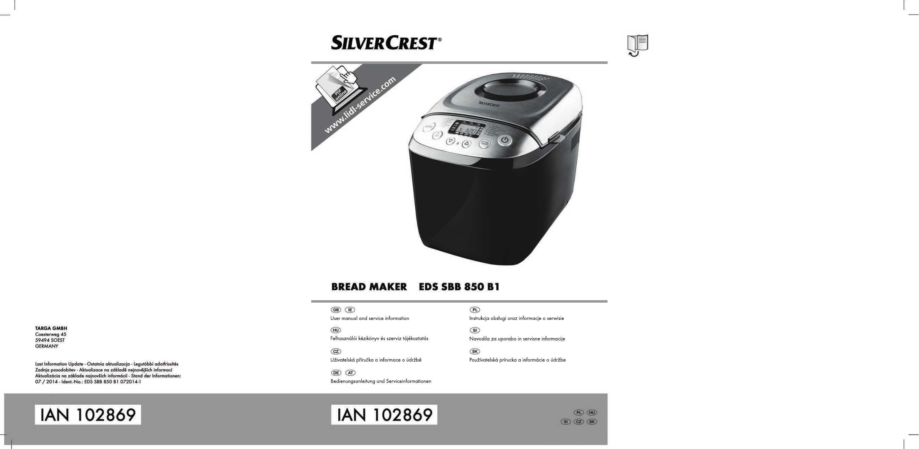 Silvercrest SBB 850 B1 User Manual | 172 pages
