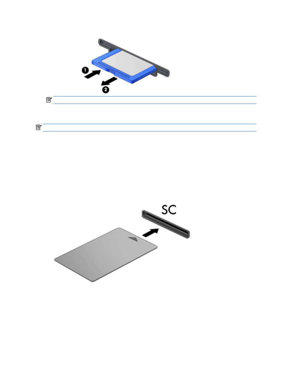 Using smart cards, Inserting a smart card, Removing a smart card | HP  EliteBook 840 G3 User Manual | Page 60 / 101