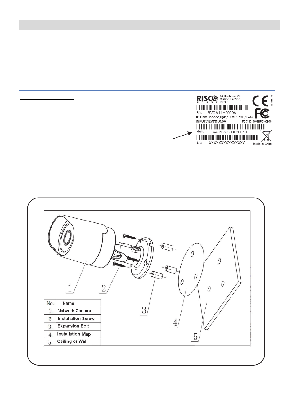Instalación de la cámara ip, Montaje de la cámara ip | RISCO Group VUpoint  Bullet Outdoor IP Camera RVCM52E User Manual | Page 59 / 76